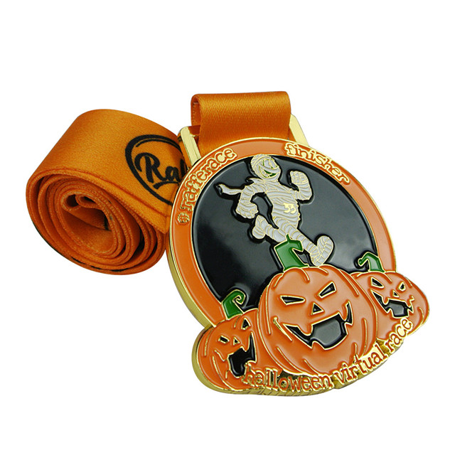 Calabaza Halloween Correr Medallas Deportivas