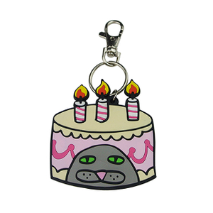 Llavero de pvc de goma de pastel de cumpleaños personalizado
