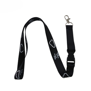 Lanyard nylon plano negro con clip