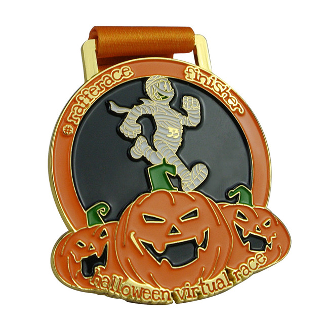 Calabaza Halloween Correr Medallas Deportivas