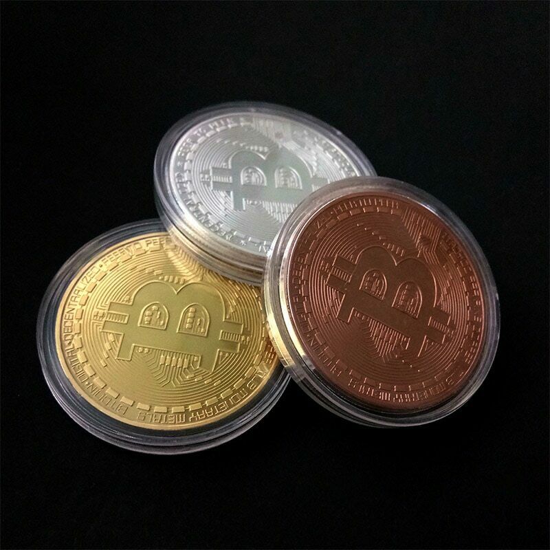 El bit de metal de estilo clásico de decoración acuña oro, plata, cobre, color, Bitcoin gratis